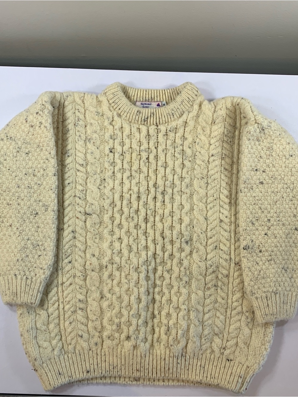 Highland Home Industry Sweater Medium Cable Knit Pure New Wool Made In Scotland